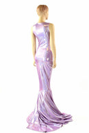 Lilac Holographic Puddle Train Gown - Coquetry Clothing