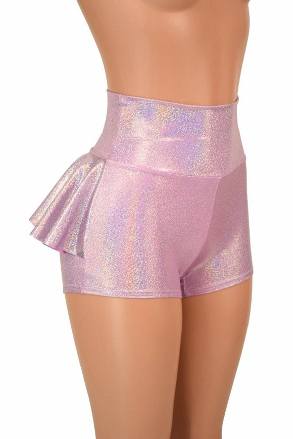 Lilac Holographic Ruffle Rump Shorts - Coquetry Clothing