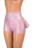 Lilac Holographic Ruffle Rump Shorts - Coquetry Clothing