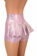 Lilac Holographic Ruffle Rump Shorts - Coquetry Clothing