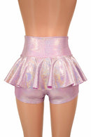 Lilac Holographic Ruffle Rump Shorts - Coquetry Clothing