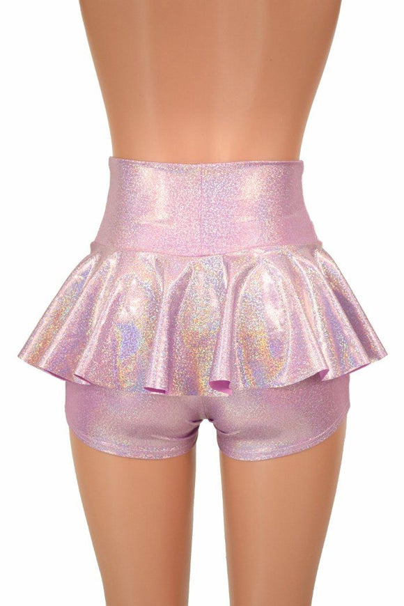 Lilac Holographic Ruffle Rump Shorts - Coquetry Clothing