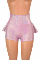 Lilac Holographic Ruffle Rump Shorts - Coquetry Clothing