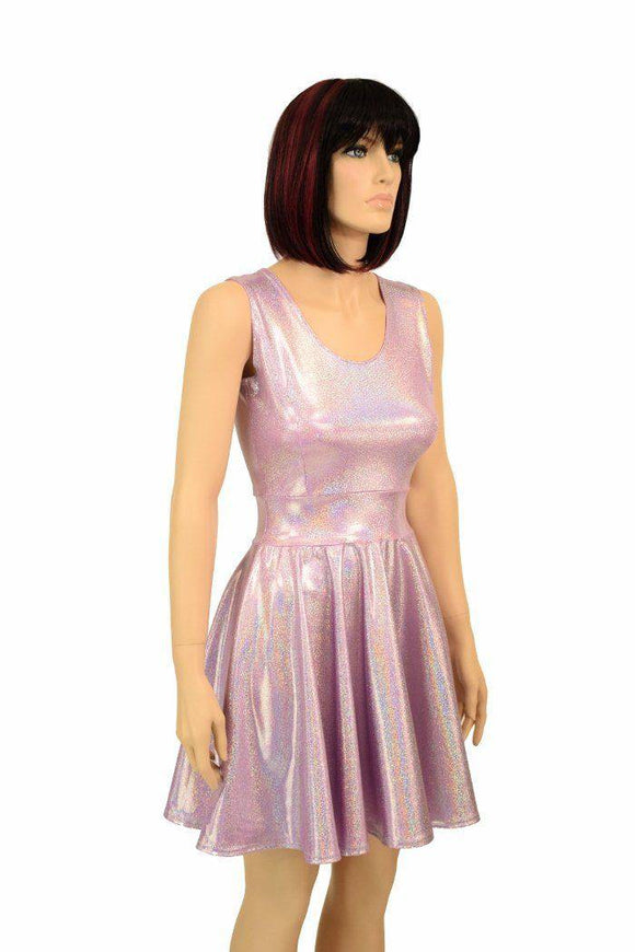 Lilac Holographic Skater Dress - Coquetry Clothing