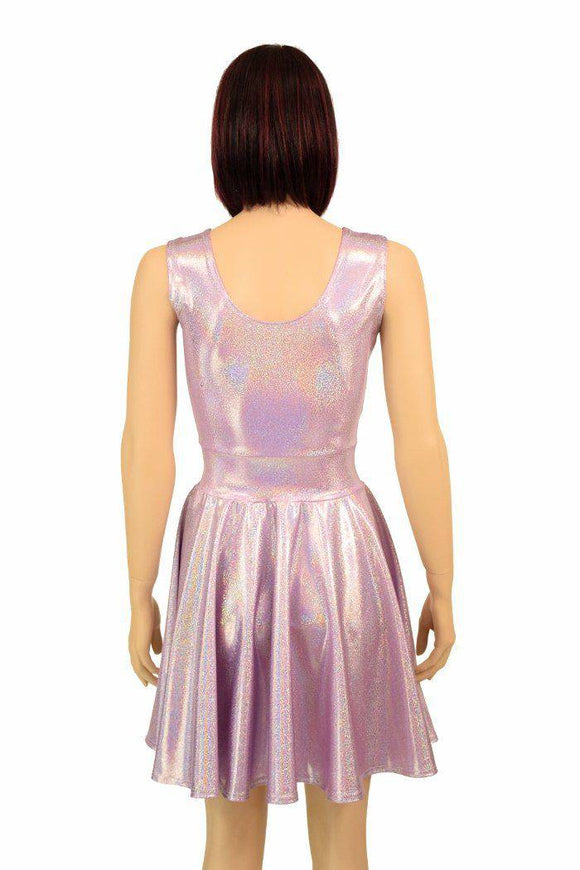 Lilac Holographic Skater Dress - Coquetry Clothing
