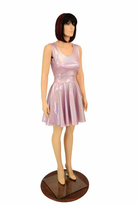 Lilac Holographic Skater Dress - Coquetry Clothing