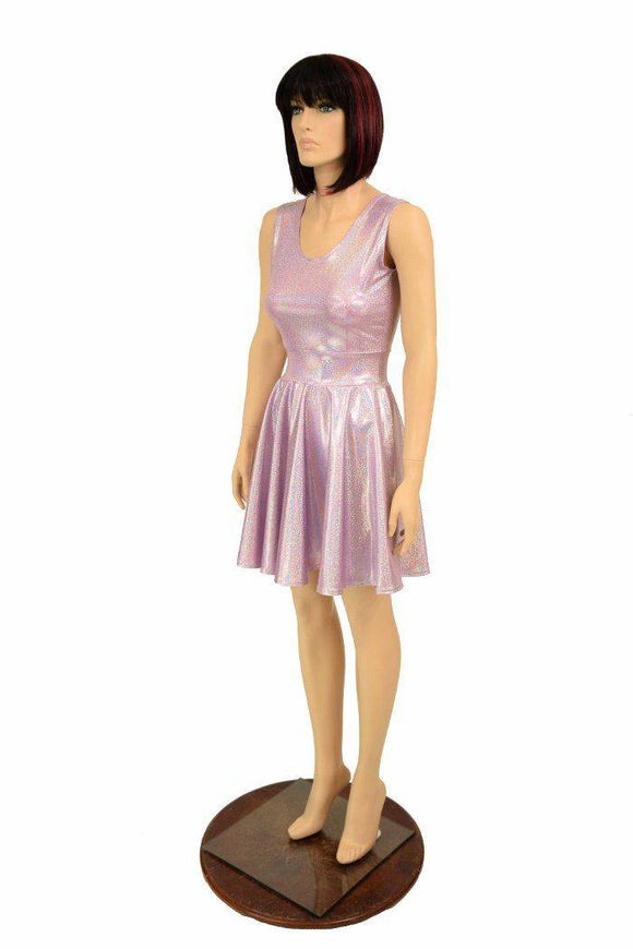 Lilac Holographic Skater Dress - Coquetry Clothing