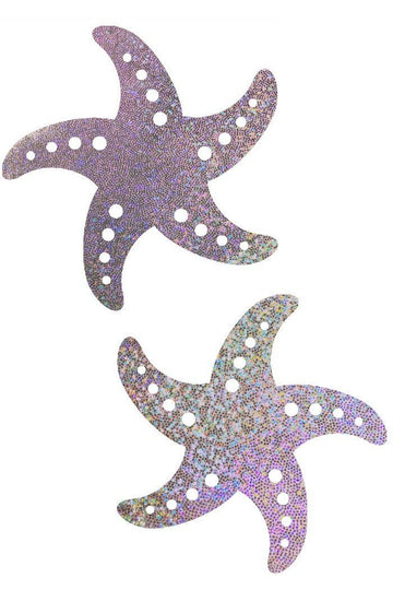 Lilac Holographic Starfish Pasties - Coquetry Clothing