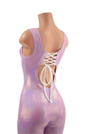 Lilac Holographic Tank Style Catsuit with Strappy Scoop Back - Coquetry Clothing
