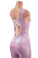 Lilac Holographic Tank Style Catsuit with Strappy Scoop Back - 4