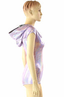 Lilac & Silver Cap Sleeve Hoodie Romper - Coquetry Clothing