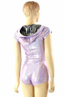 Lilac & Silver Cap Sleeve Hoodie Romper - Coquetry Clothing