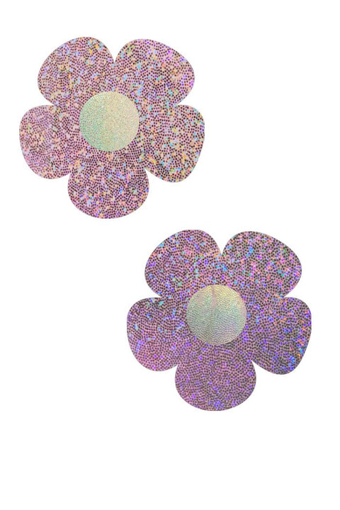 Lilac Holographic Daisy Pasties - Coquetry Clothing