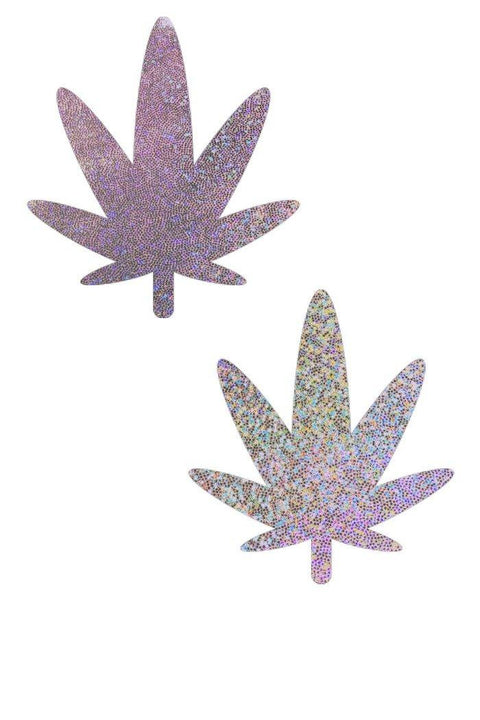 Lilac Holographic Leaf Pasties - Coquetry Clothing