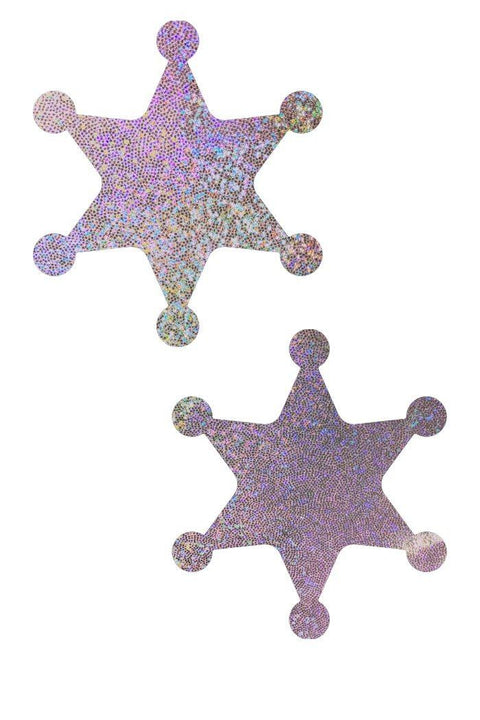 Lilac Holographic Sheriff Star Pasties - Coquetry Clothing