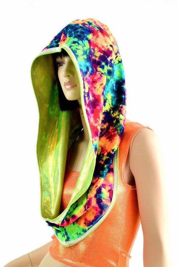 Lime & Acid Splash Reversible Infinity Festival Hood - Coquetry Clothing