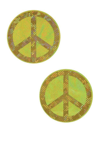 Lime & Gold Peace Sign Pasties - Coquetry Clothing