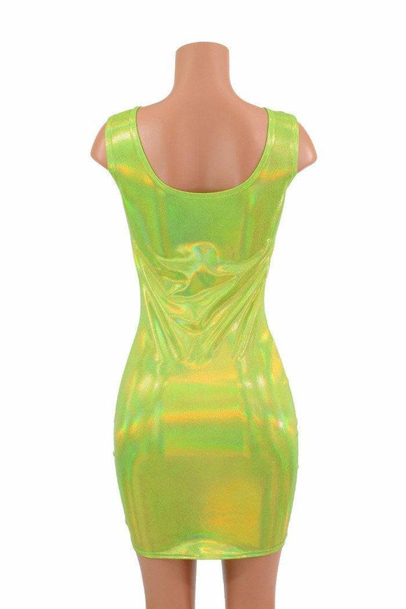 Lime Green Holographic Tank Dress - Coquetry Clothing