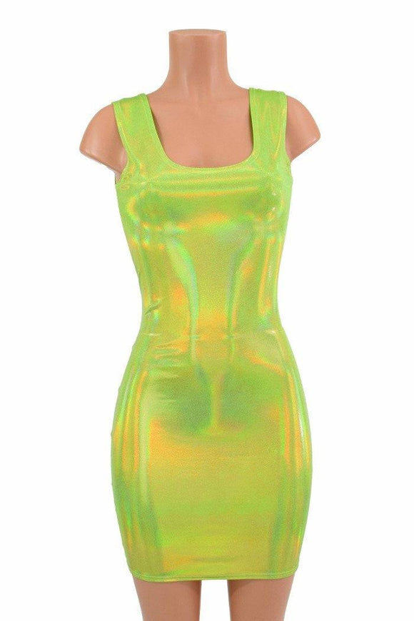 Lime Green Holographic Tank Dress - Coquetry Clothing