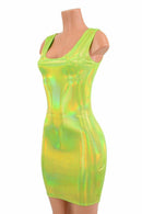 Lime Green Holographic Tank Dress - Coquetry Clothing
