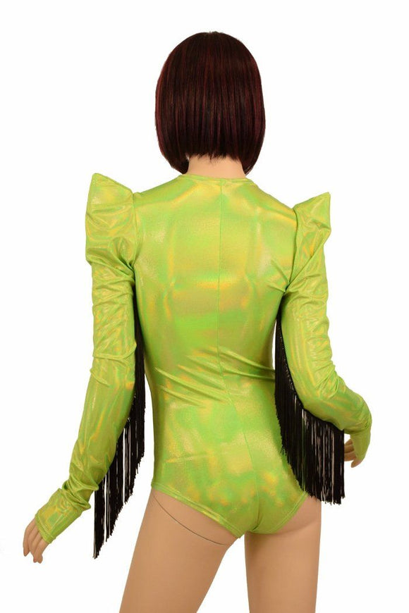 Lime Holo Fringe Romper - Coquetry Clothing