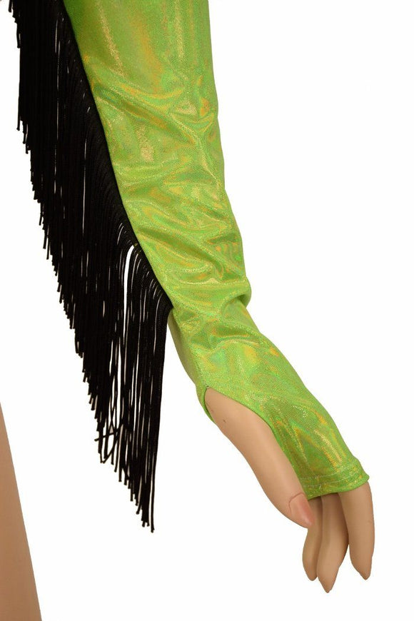 Lime Holo Fringe Romper - Coquetry Clothing