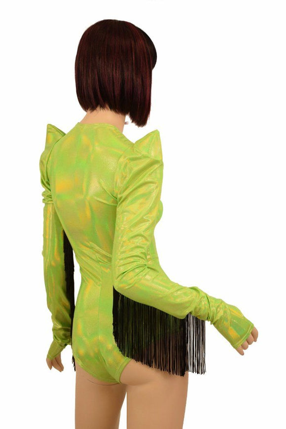 Lime Holo Fringe Romper - Coquetry Clothing