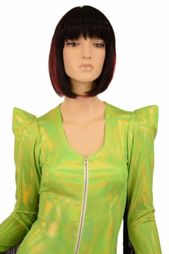Lime Holo Fringe Romper - Coquetry Clothing