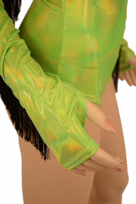 Lime Holo Fringe Romper - Coquetry Clothing