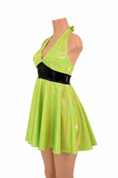 Lime Holo Halter Skater Dress - Coquetry Clothing