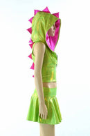 Lime Holographic Crop Hoodie & Skirt Set - Coquetry Clothing