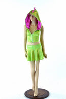 Lime Holographic Crop Hoodie & Skirt Set - Coquetry Clothing