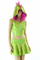 Lime Holographic Crop Hoodie & Skirt Set - Coquetry Clothing