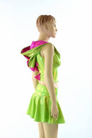Lime Holographic Crop Hoodie & Skirt Set - Coquetry Clothing