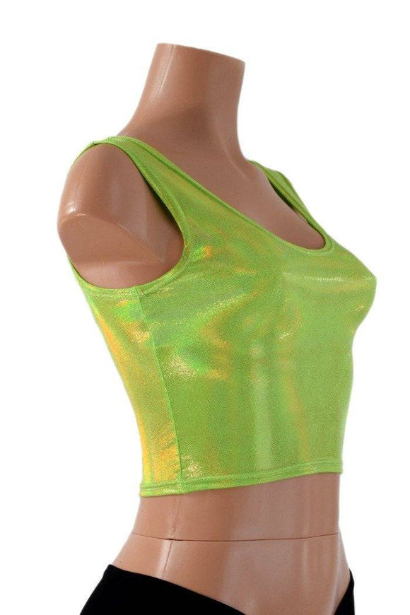Lime Holographic Crop Top - Coquetry Clothing