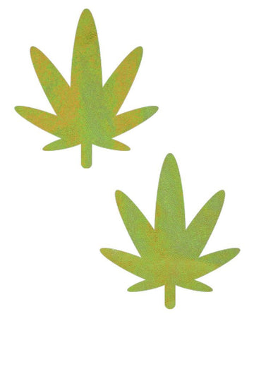 Lime Holographic Leaf Pasties - Coquetry Clothing