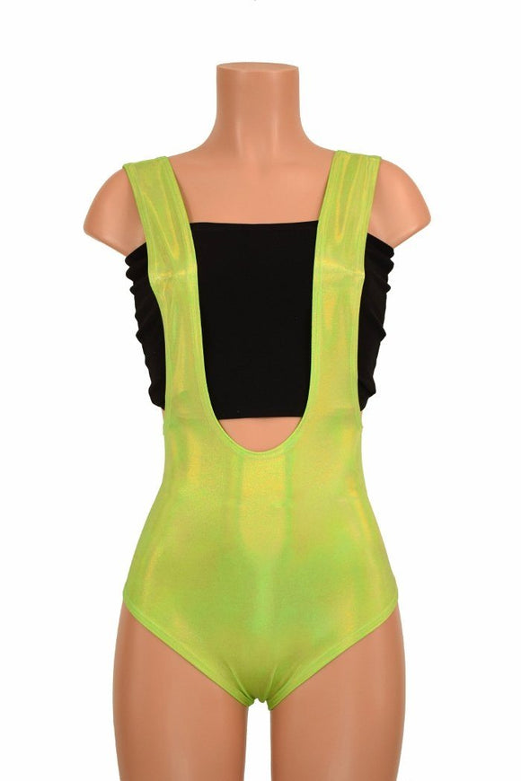 Lime Holographic Suspender Romper - Coquetry Clothing