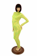 Lime Holographic Turtle Neck Catsuit - Coquetry Clothing