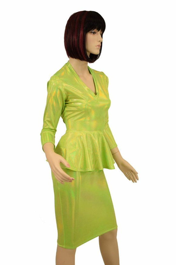 Lime Peplum Skirt Set - Coquetry Clothing