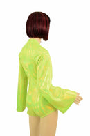 Lime Plunging V Bell Sleeve Romper - Coquetry Clothing