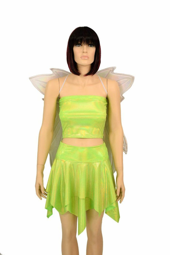 Lime Tube Top & Skirt Set + Fairy Wings - Coquetry Clothing