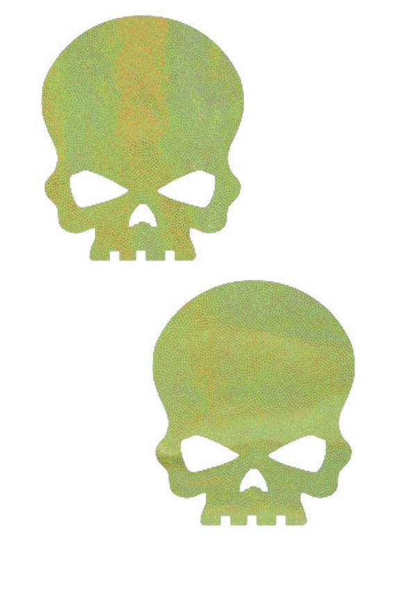 Lime UV Skulls Pasties - Coquetry Clothing