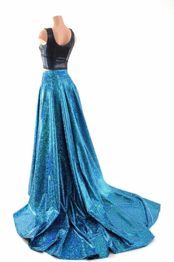 Long, High Waist Puddle Train Circle Cut Skirt - Coquetry Clothing