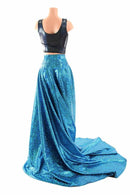 Long, High Waist Puddle Train Circle Cut Skirt - Coquetry Clothing