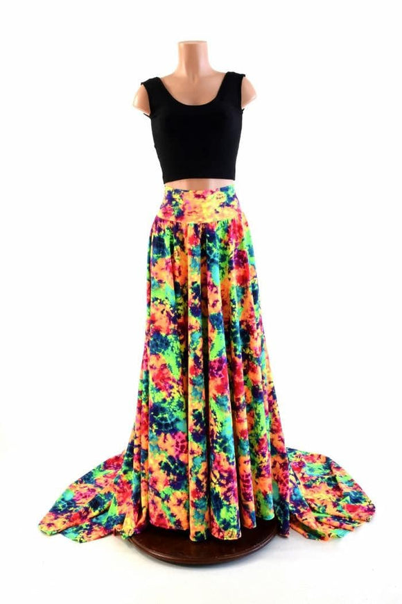 Long, High Waist Puddle Train Circle Cut Skirt - Coquetry Clothing