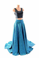 Long, High Waist Puddle Train Circle Cut Skirt - Coquetry Clothing