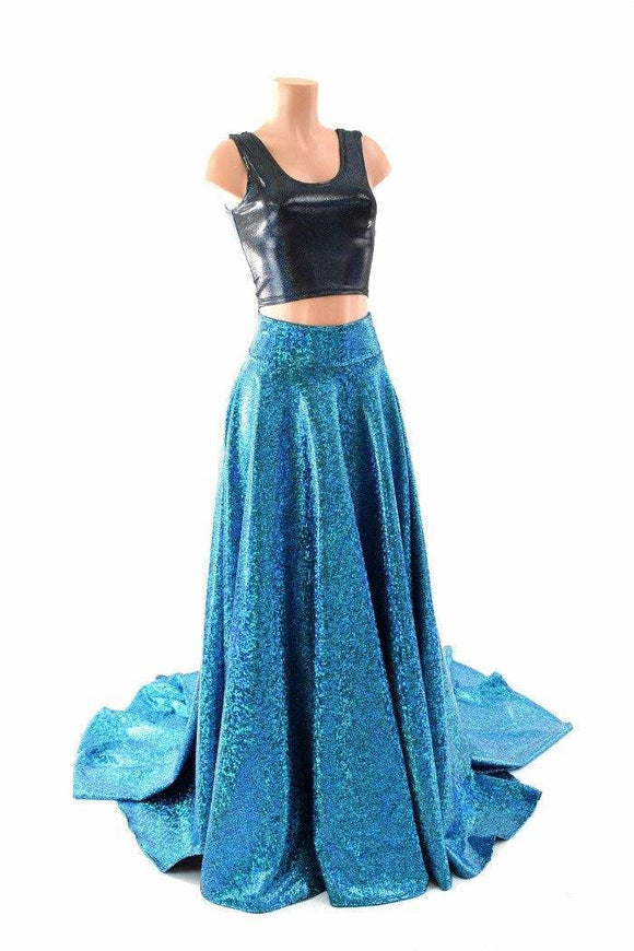 Long, High Waist Puddle Train Circle Cut Skirt - Coquetry Clothing