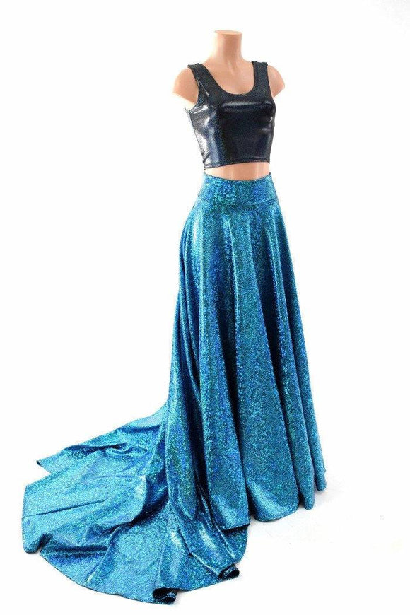 Long, High Waist Puddle Train Circle Cut Skirt - Coquetry Clothing