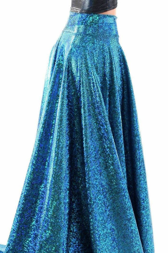 Long, High Waist Puddle Train Circle Cut Skirt - Coquetry Clothing