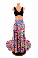 Long, High Waist Puddle Train Circle Cut Skirt - Coquetry Clothing